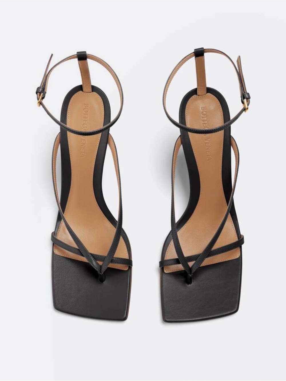 Square Toe Stretch Sandals • Size 7.5 • Black •Bottega Inspired Minimalist Heels